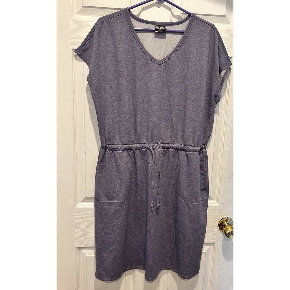 32 Degrees Cool V Neck‎ T Shirt Dress Womens Large Blue Drawstring Pocket Skirt